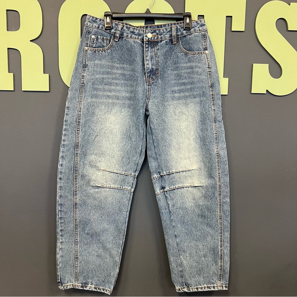 Women’s Baggy Barrel Jeans Medium Wash Size XL